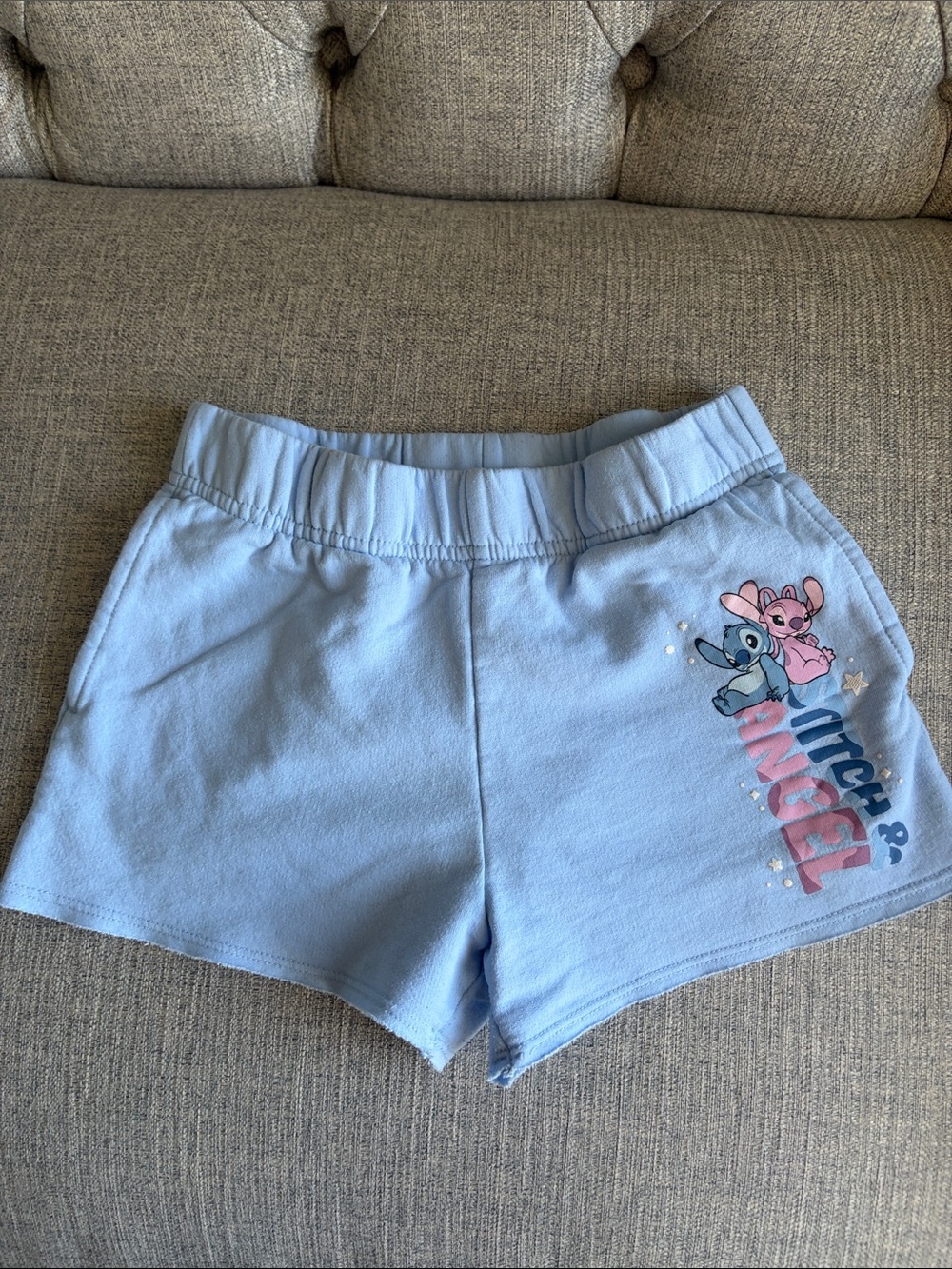 Disney Light Blue Stitch & Angel Girls Shorts